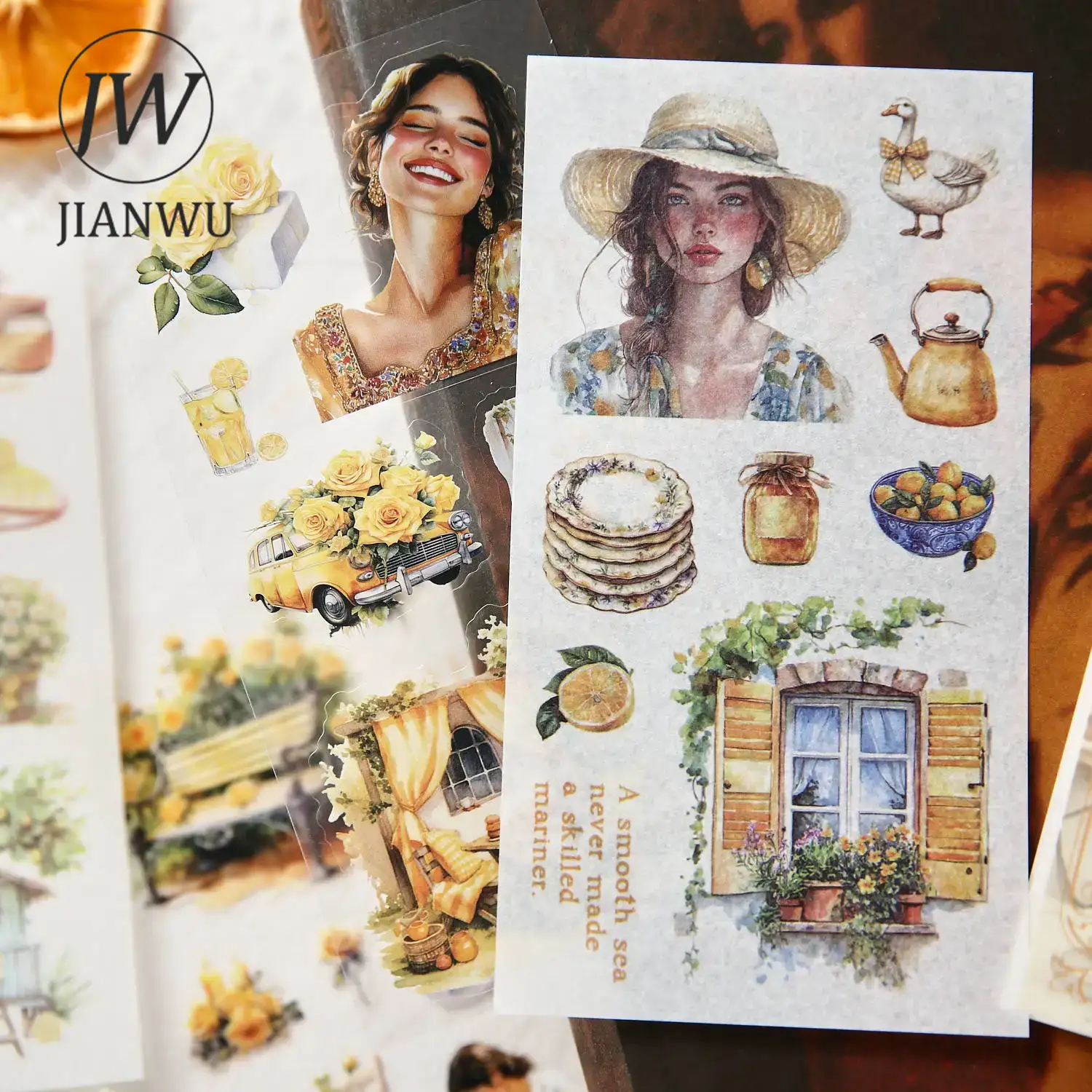 Vintage Collectible Books - JIANWU Vintage Flower Character Landscape Material